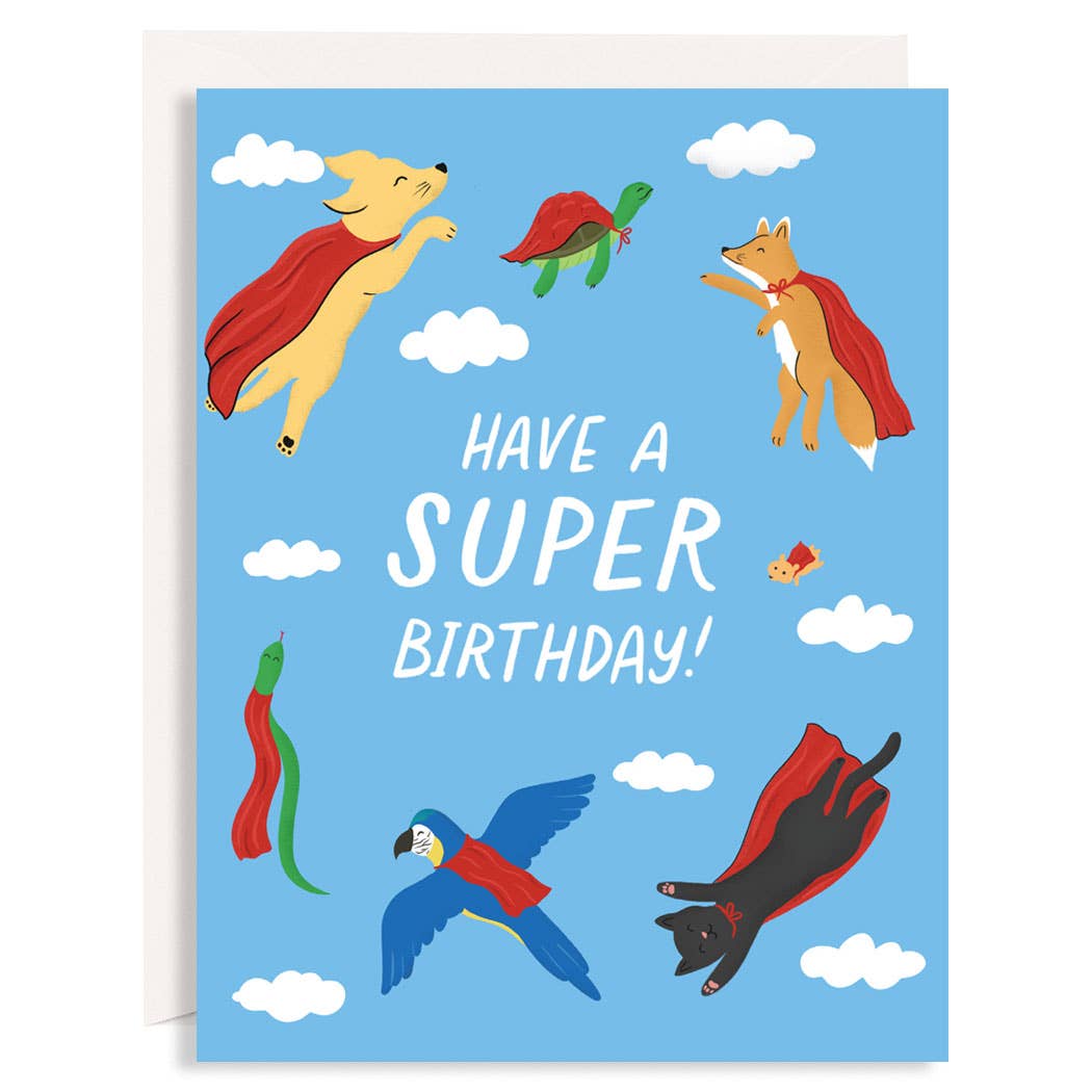 Superhero Birthday Animal Card - DIGS
