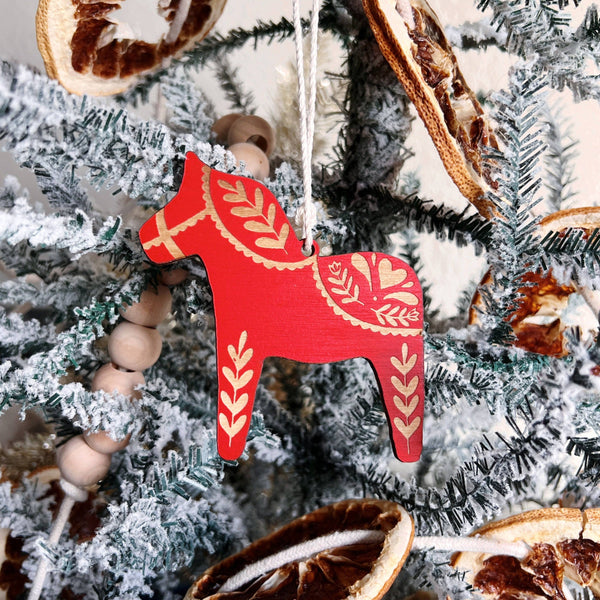 Swedish Dala Horse Holiday Ornament - DIGS