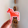 Swedish Dala Horse Sticker - Red/Pink - DIGS