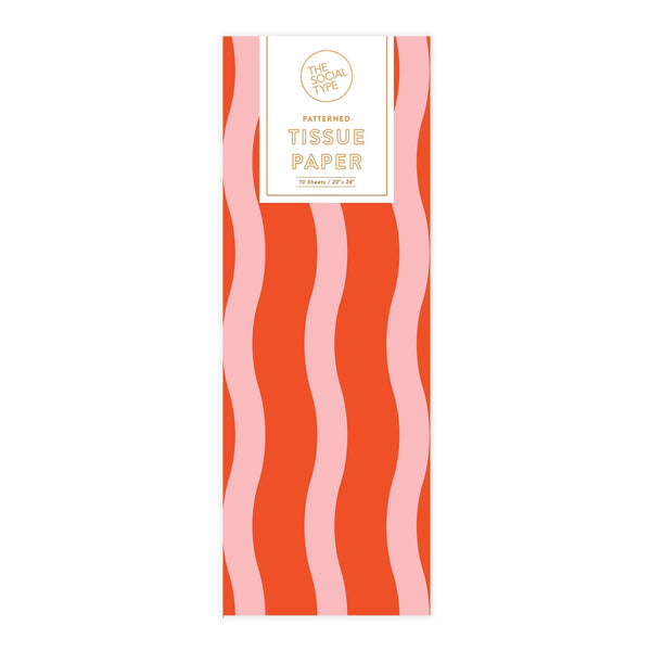 Tangy Red/Pink Fussy Stripe Tissue Paper - DIGS