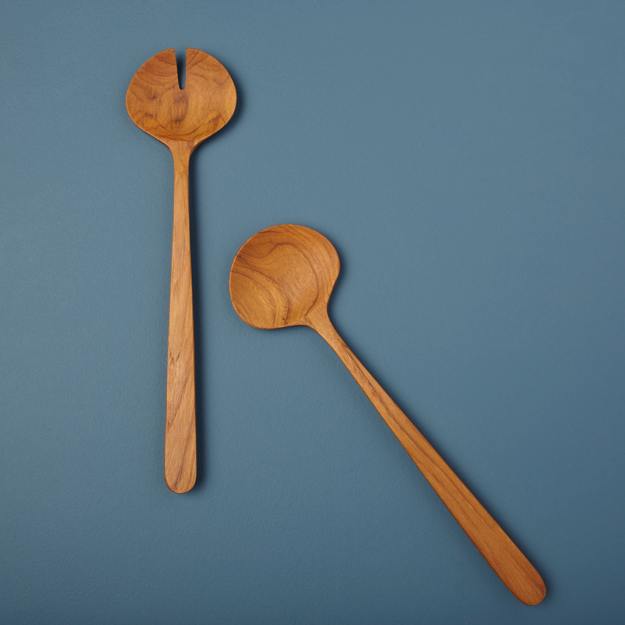 Teak Oval Salad Servers - DIGS