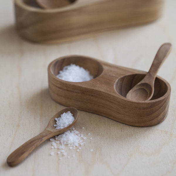 Teak S+P Cellar with Spoons - DIGS
