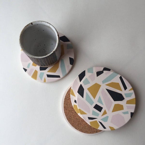 Terrazzo Absorbent Stone Coasters - DIGS