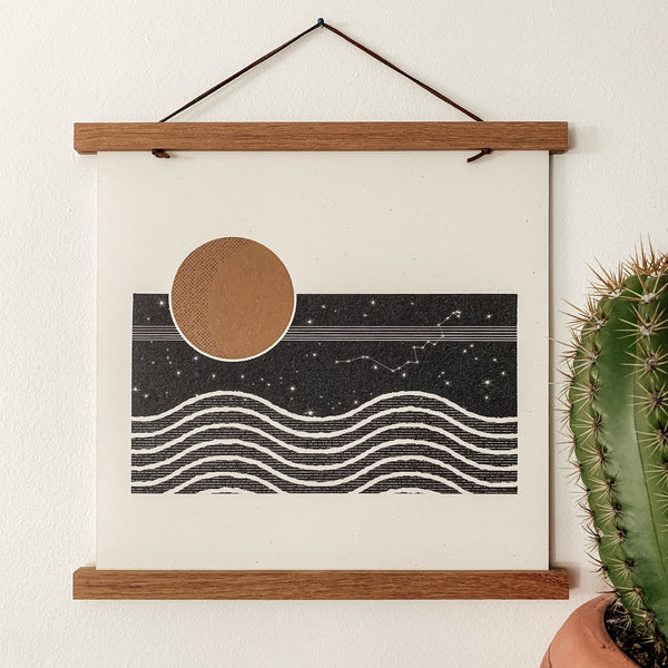 The Moon And Her Waves Art Print - DIGS