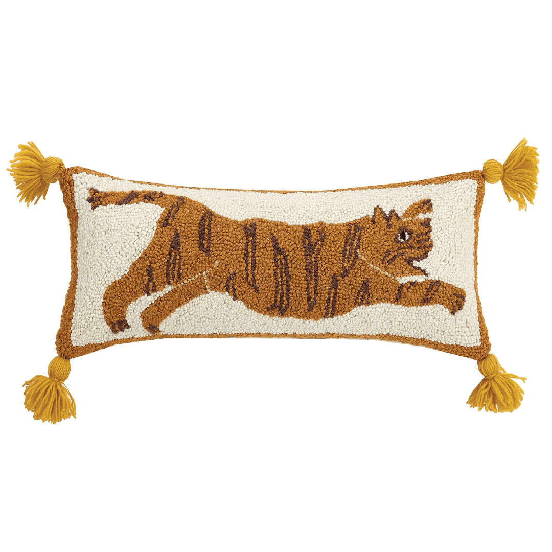 Tiger with Tassels Hook Pillow - DIGS