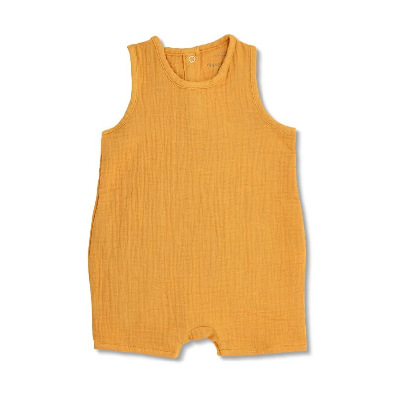 Mustard Muslin Sleeveless Coverall