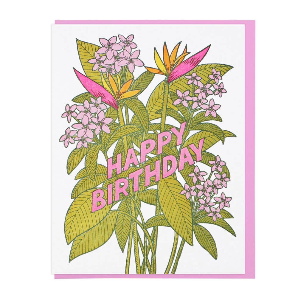 Tropical Flowers Birthday Card - DIGS