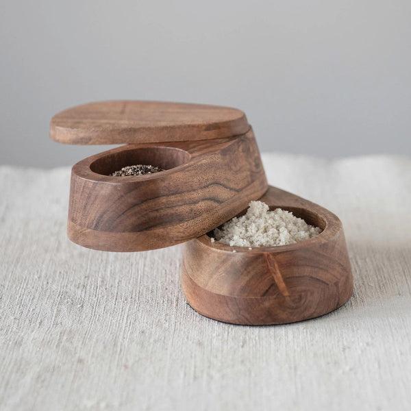 Two - Tier Acacia Wood Salt Box - DIGS