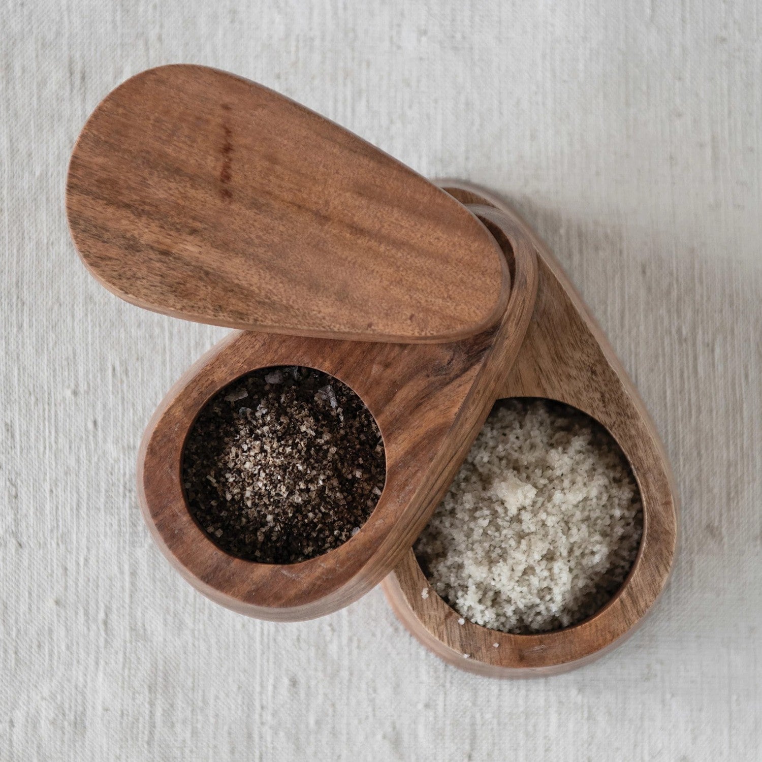 Two - Tier Acacia Wood Salt Box - DIGS