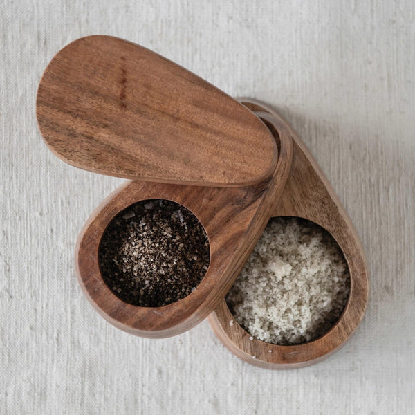 Two - Tier Acacia Wood Salt Box - DIGS