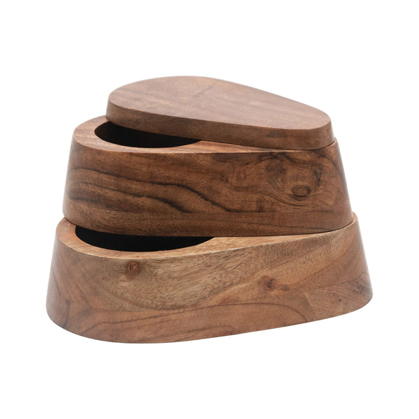 Two-Tier Acacia Wood Salt Box