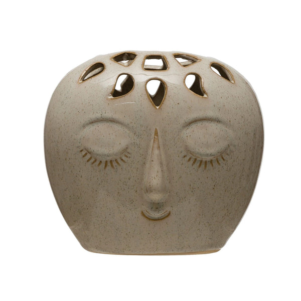Smiling Face Stoneware Vase