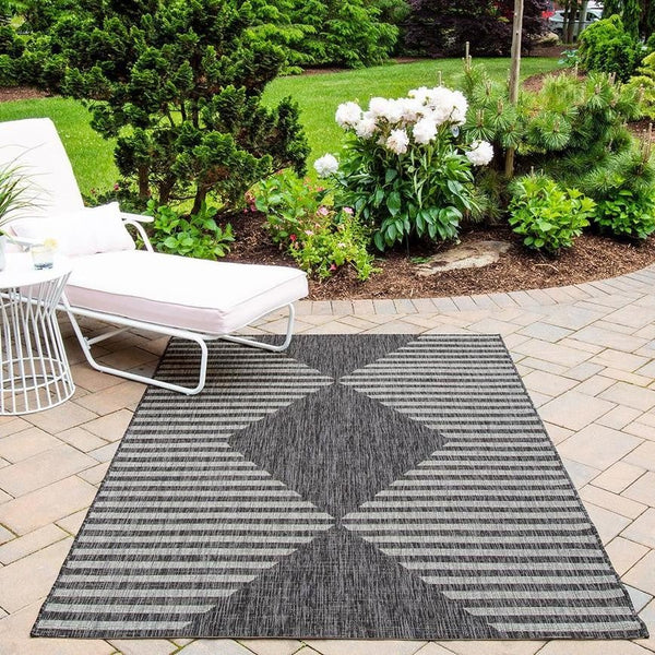Villa Charcoal Indoor/Outdoor Cavallo Area Rug - DIGS