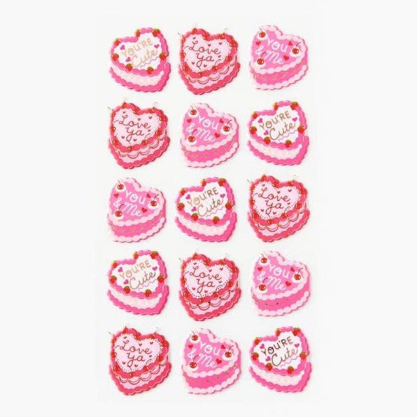 Vintage Heart Cake Stickers - DIGS