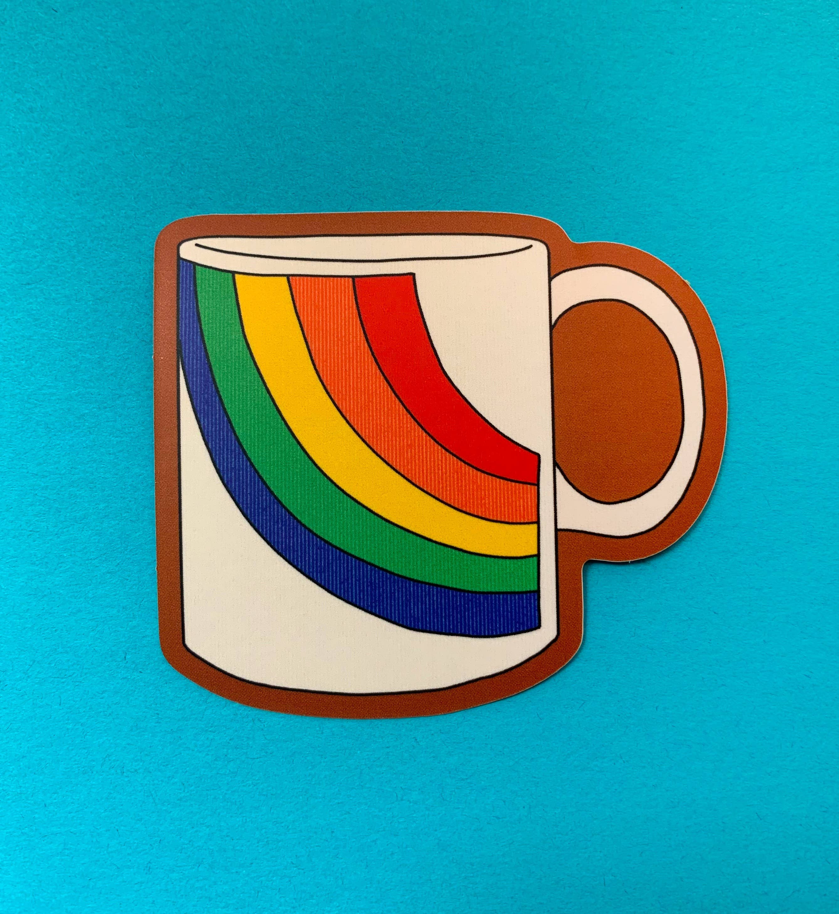 Vintage Rainbow Mug Weatherproof sticker - DIGS