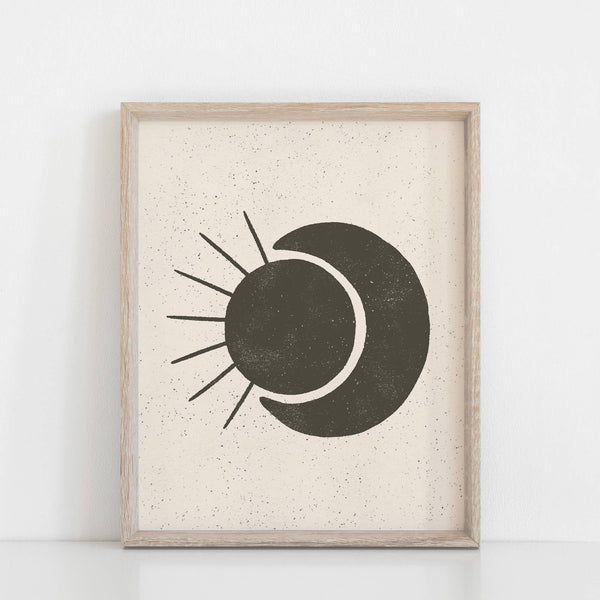 Wall Art Print Sun Moon - Black + Cream - DIGS