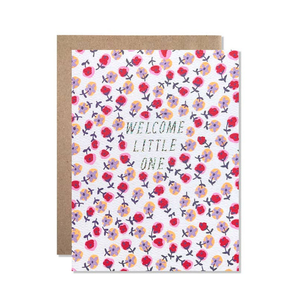 Welcome Little One Scattered Flowers Card - DIGS