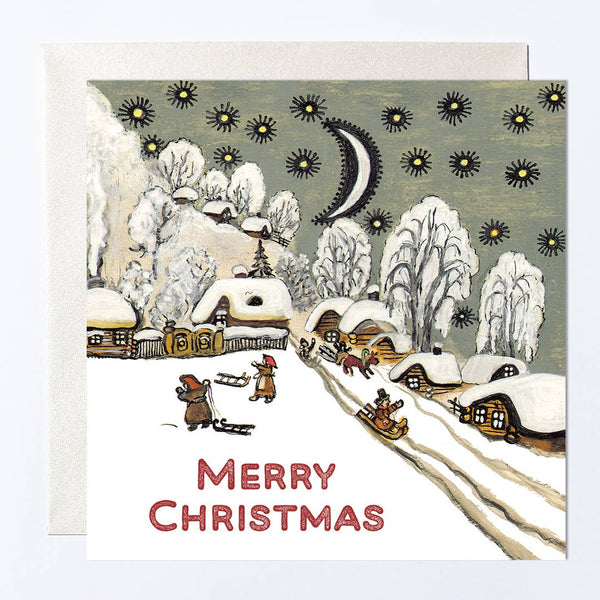 Winter Sledding Merry Christmas Card - DIGS