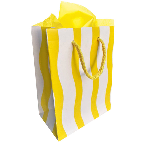 Yellow Fussy Stripe Small Gift Bag - DIGS