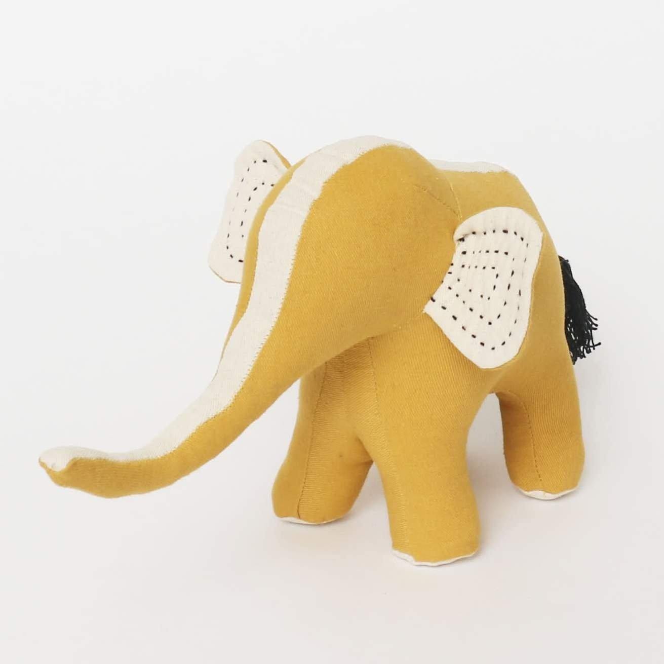 Kantha Handmade Stuffed Elephant: Mustard - DIGS